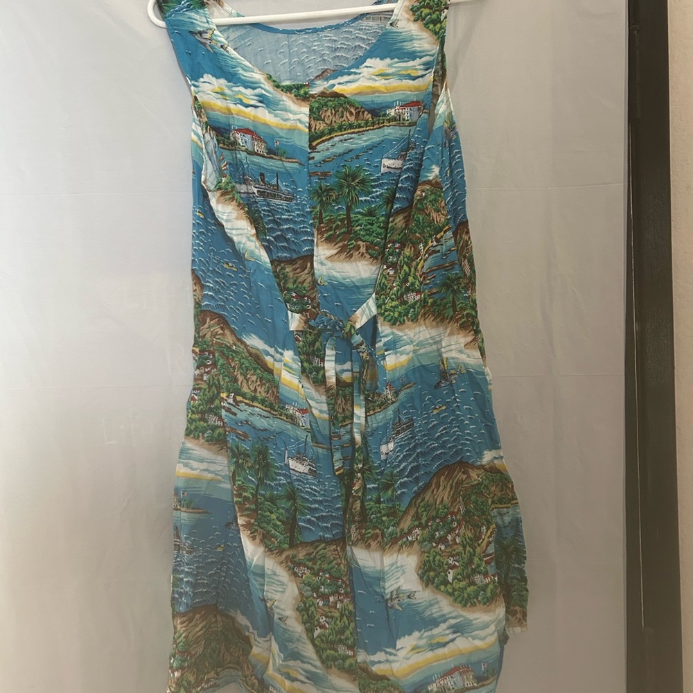 Catalina Island Print Sleeveless Short Sundress Sz L - Picture 7 of 10
